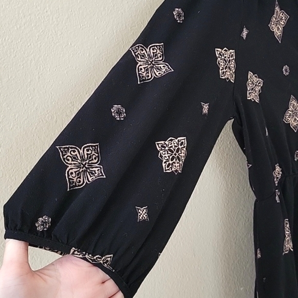 Carly Jean Los Angeles Black Brown Boho Button Front Dress - Size Large - Picture 3 of 8